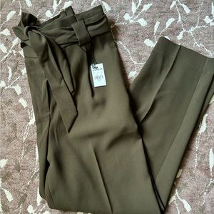 EXPRESS womens 8S BNWT Olive tapered ankle pant belted 25” Ins pockets hi rise